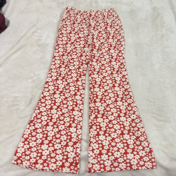 Floral Red & White Bootcut Pants By Forever 21 Size Medium elastic waist women - Picture 9 of 11